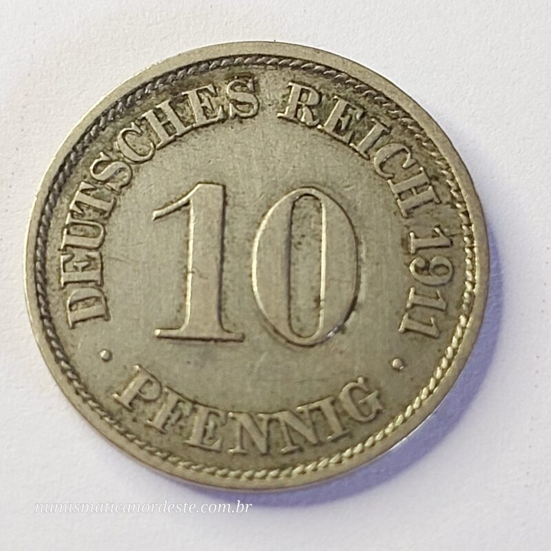 Moeda Império Alemão 10 Pfennig 1911 - Imagem 9