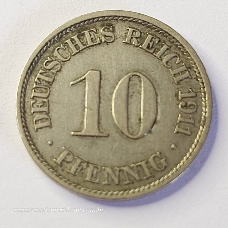 Moeda Império Alemão 10 Pfennig 1911 - Imagem 7