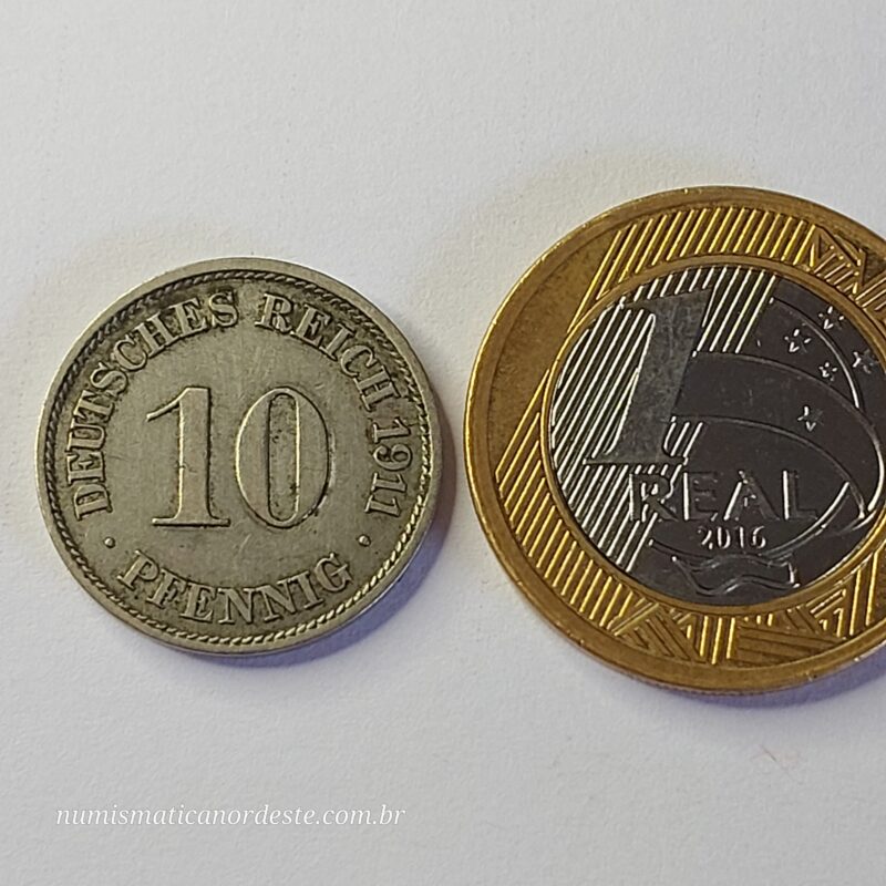 Moeda Império Alemão 10 Pfennig 1911 - Imagem 5