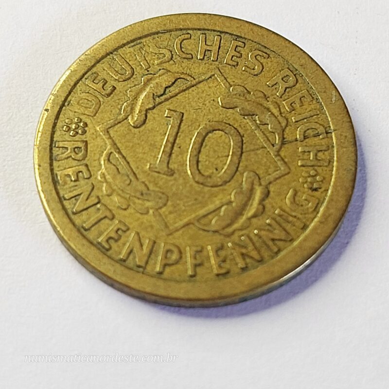 Moeda Alemanha 10 Rentenpfennig 1924 (República de Weimar) - Imagem 6