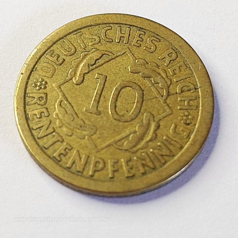 Moeda Alemanha 10 Rentenpfennig 1924 (República de Weimar) - Imagem 4