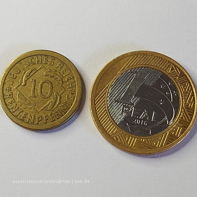 Moeda Alemanha 10 Rentenpfennig 1924 (República de Weimar) - Imagem 3