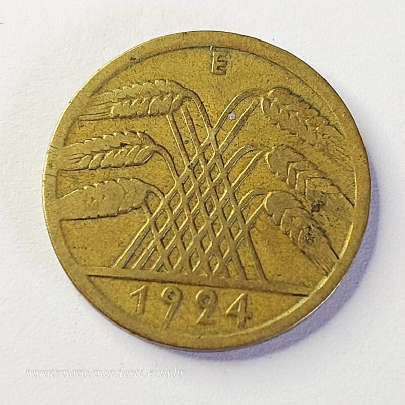 Moeda Alemanha 10 Rentenpfennig 1924 (República de Weimar) - Imagem 9