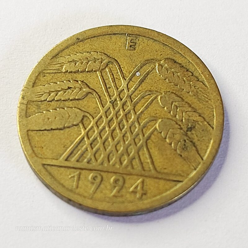 Moeda Alemanha 10 Rentenpfennig 1924 (República de Weimar) - Imagem 7