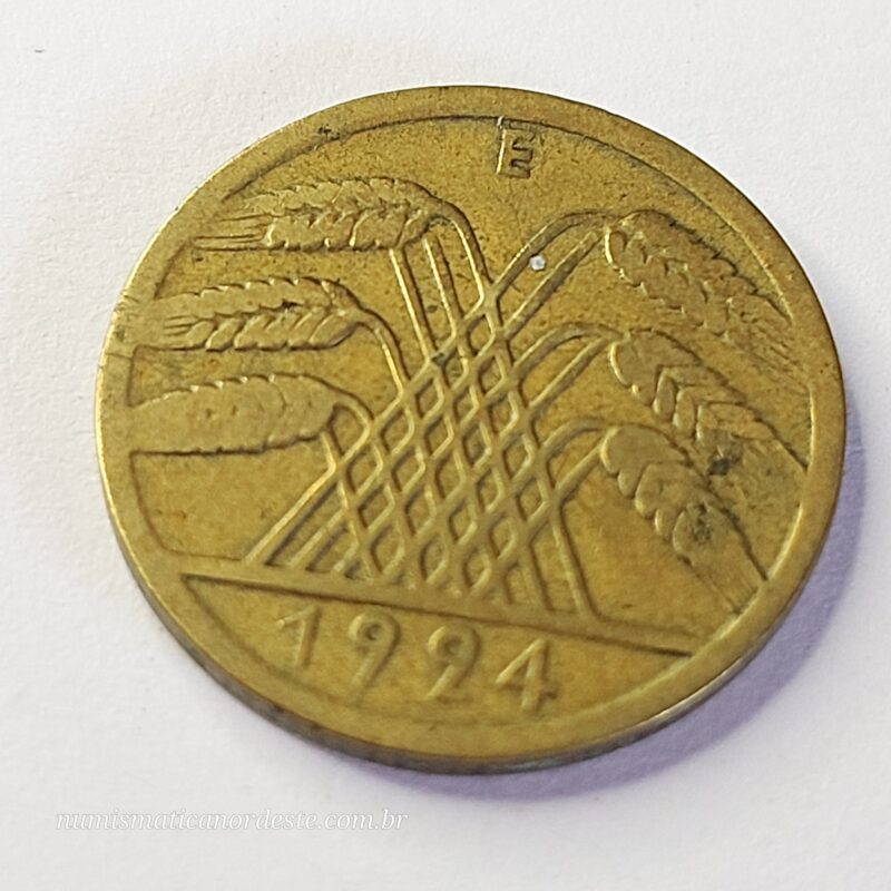 Moeda Alemanha 10 Rentenpfennig 1924 (República de Weimar) - Imagem 5