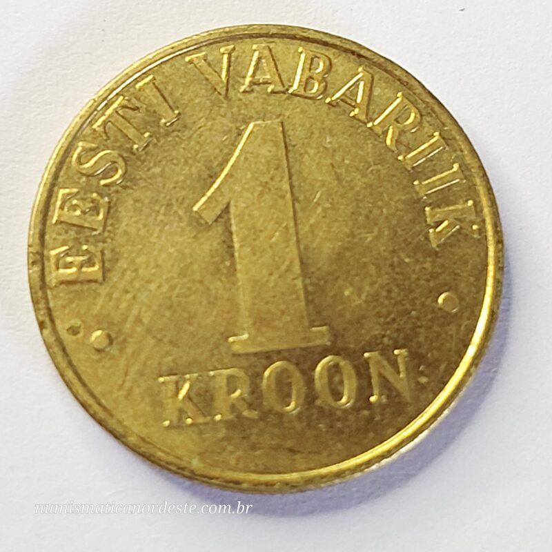Moeda Estônia 1 Kroon 2006 - Três Leões