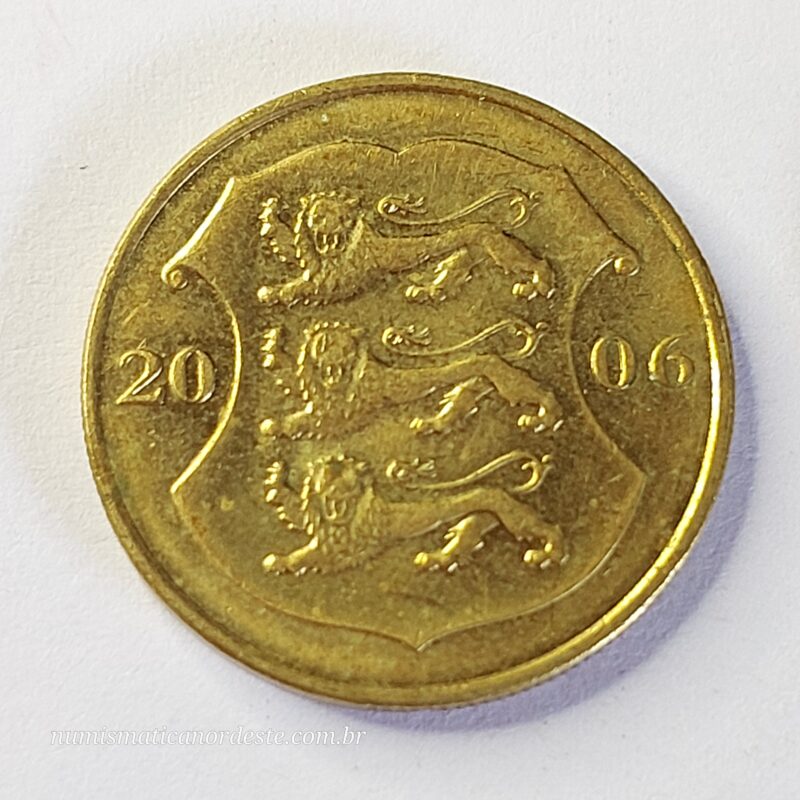 Moeda Estônia 1 Kroon 2006 - Três Leões - Imagem 2