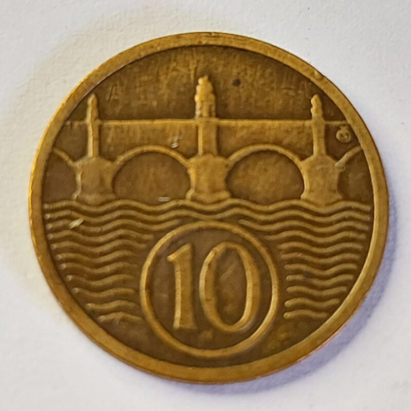 Moeda Checoslováquia 10 hellers Ano 1923 - Leão Boêmio