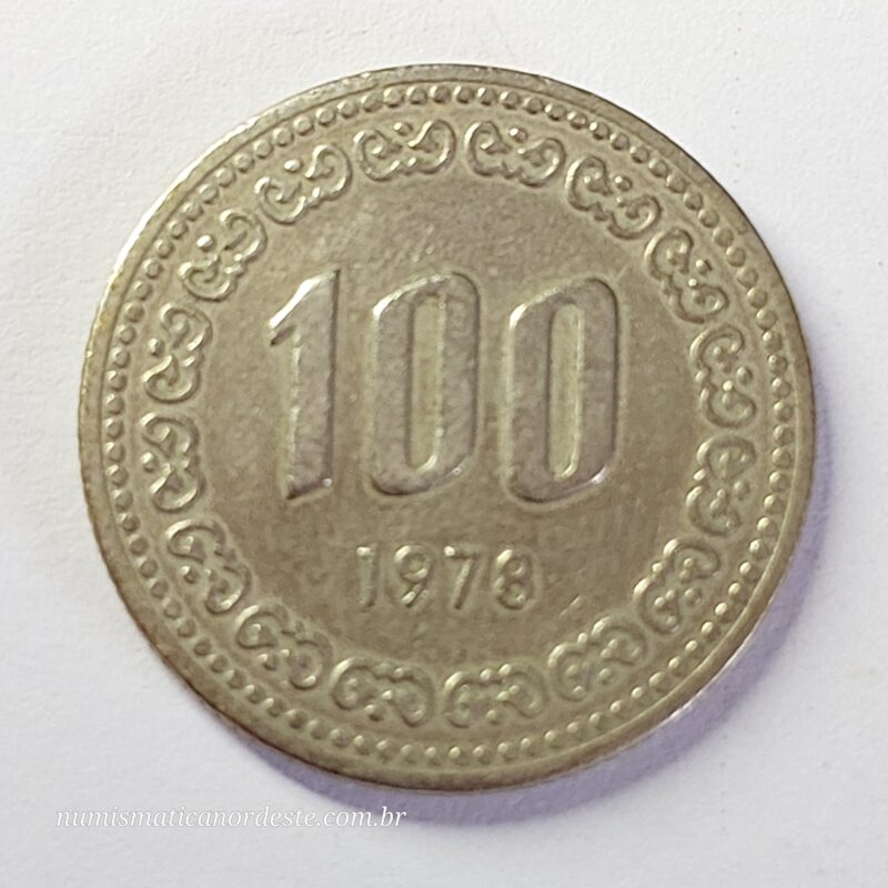 Moeda Coreia do Sul 100 Won 1978 - Almirante Yi Sun-sin
