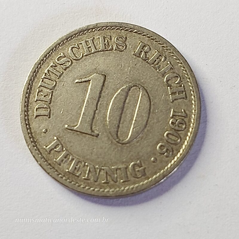 Moeda Império Alemão 10 Pfennig 1906