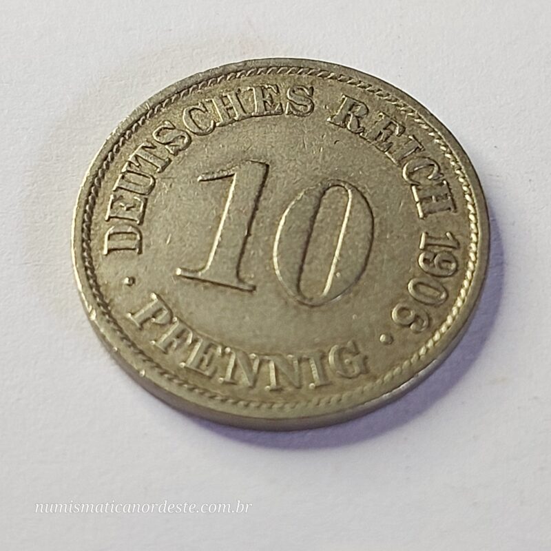 Moeda Império Alemão 10 Pfennig 1906 - Imagem 7