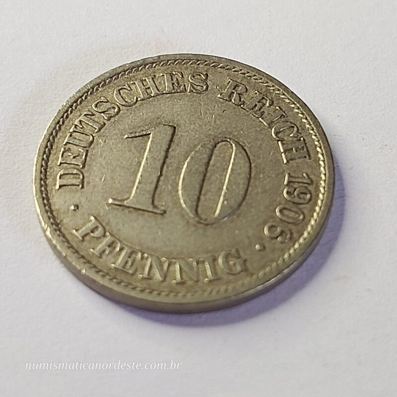Moeda Império Alemão 10 Pfennig 1906 - Imagem 9