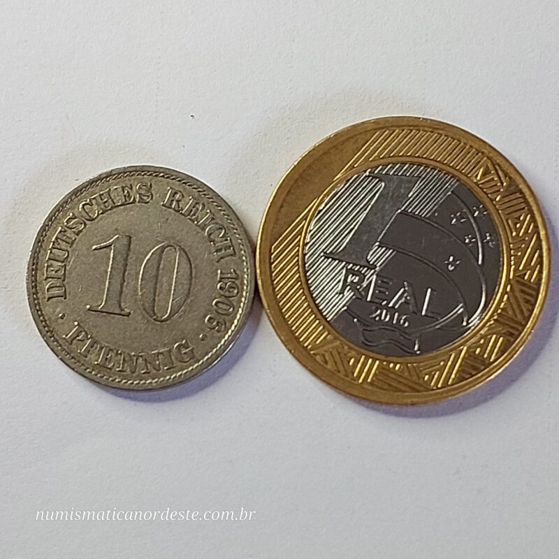 Moeda Império Alemão 10 Pfennig 1906 - Imagem 5