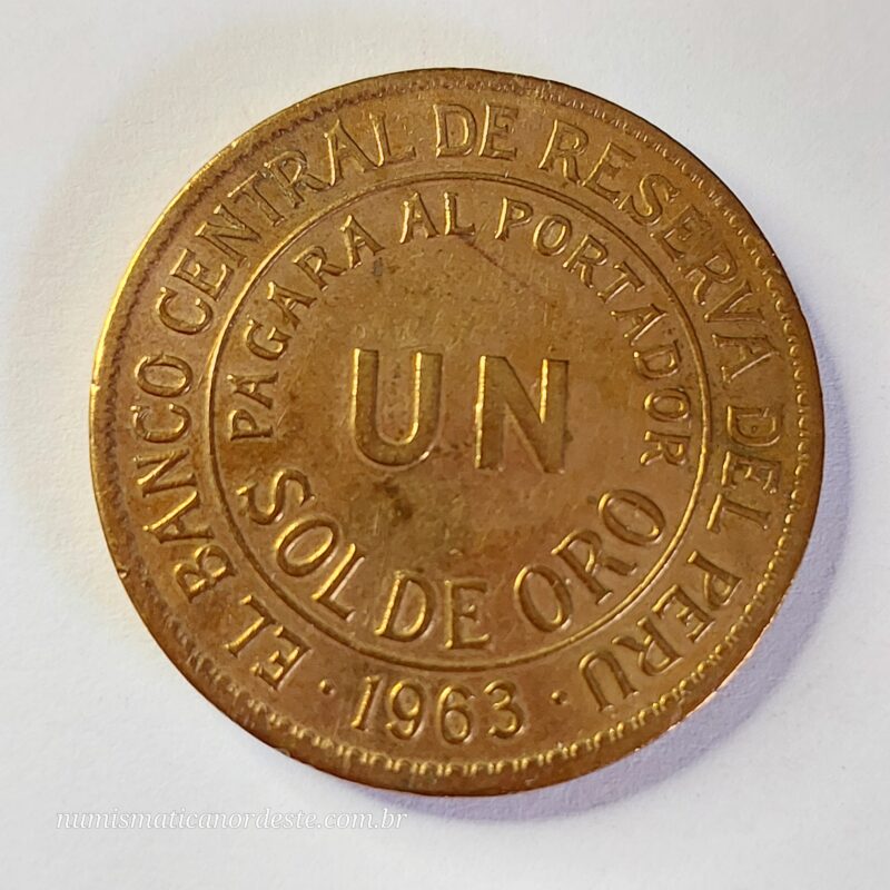 Moeda Peru 1 Sol de Oro 1963 - Escudo do Peru