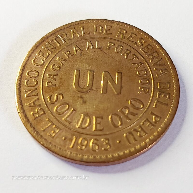 Moeda Peru 1 Sol de Oro 1963 - Escudo do Peru - Imagem 7