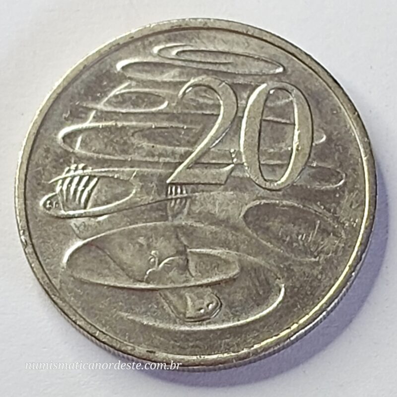 Moeda da Austrália 20 cêntimos Ano  de 2008 - Soberana Rainha Elizabeth II (1966 - 2024)