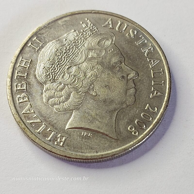 Moeda da Austrália 20 cêntimos Ano  de 2008 - Soberana Rainha Elizabeth II (1966 - 2024) - Imagem 2