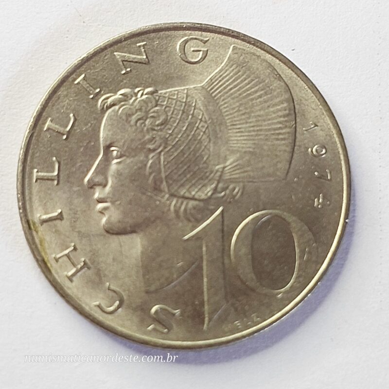 Moeda Áustria 10 Schilling 1974 - Mulher com chapéu - Imagem 8