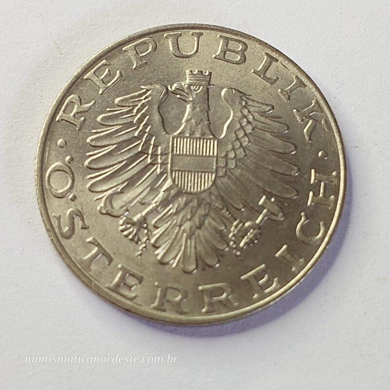 Moeda Áustria 10 Schilling 1974 - Mulher com chapéu - Imagem 2