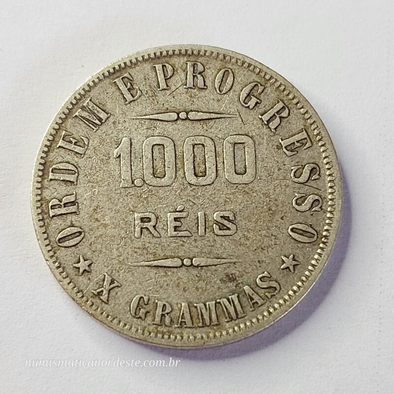 Moeda de 1.000 Réis do Brasil Ano 1907 Prata 0.900 - Réis da república (1889 - 1942) - Imagem 3