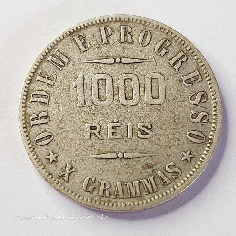 Moeda de 1.000 Réis do Brasil Ano 1907 Prata 0.900 - Réis da república (1889 - 1942)