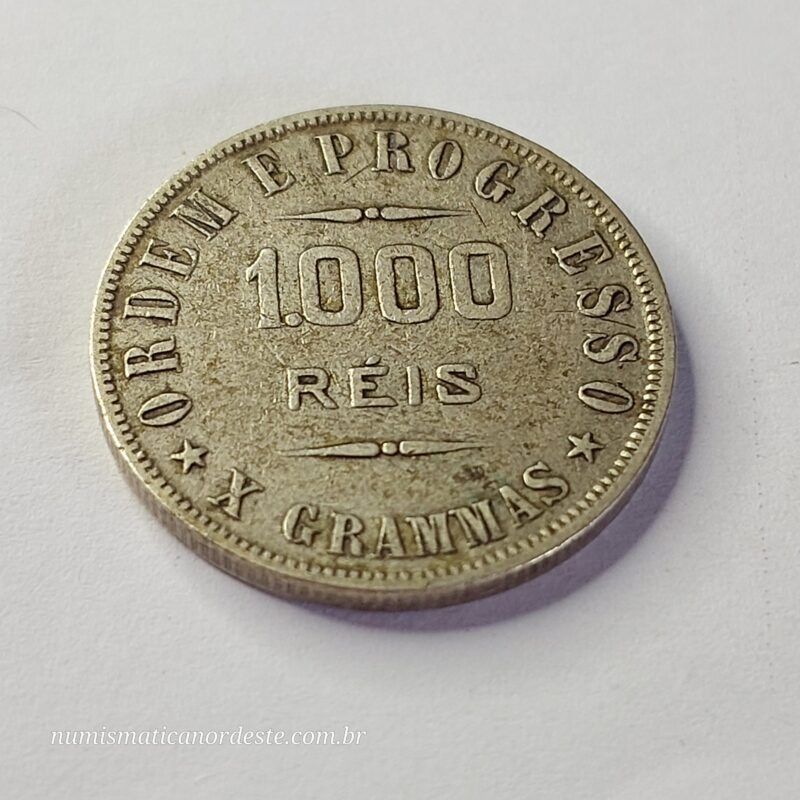 Moeda de 1.000 Réis do Brasil Ano 1907 Prata 0.900 - Réis da república (1889 - 1942) - Imagem 5