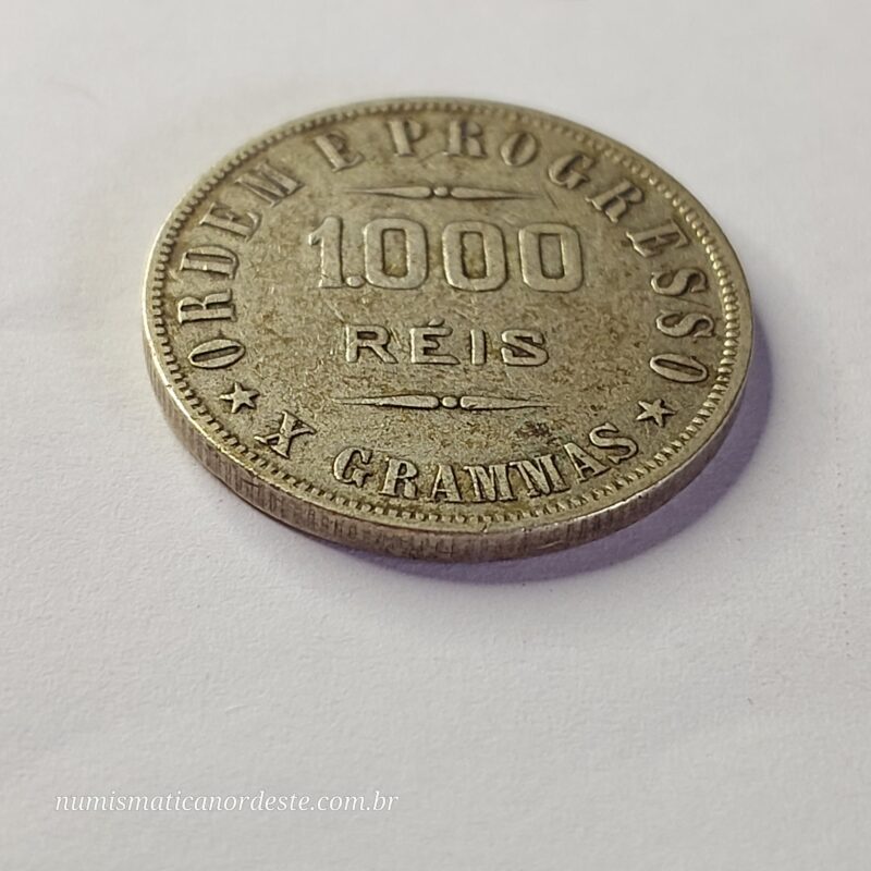 Moeda de 1.000 Réis do Brasil Ano 1907 Prata 0.900 - Réis da república (1889 - 1942) - Imagem 7