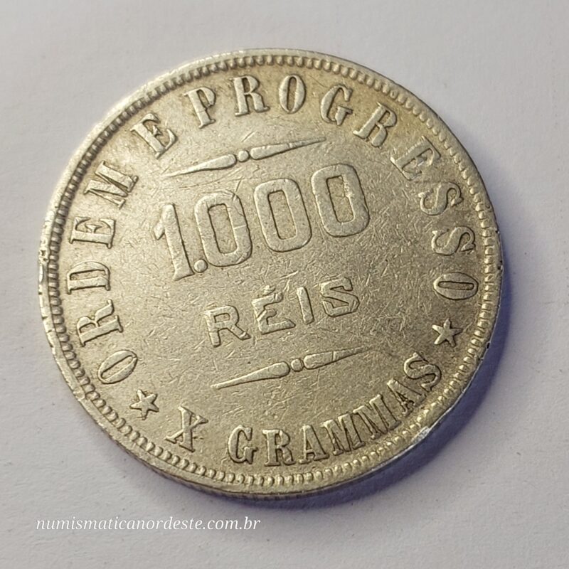Moeda de 1.000 Réis do Brasil Ano 1908 Prata 0.900 - Réis da república (1889 - 1942)