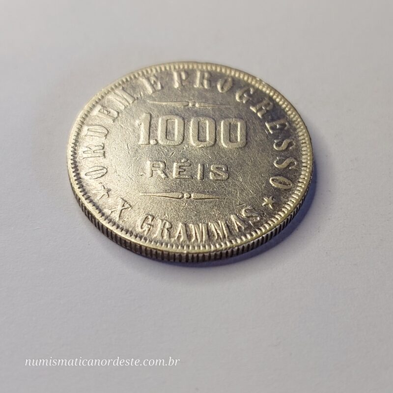 Moeda de 1.000 Réis do Brasil Ano 1909 Prata 0.900 - Réis da república (1889 - 1942) - Imagem 7