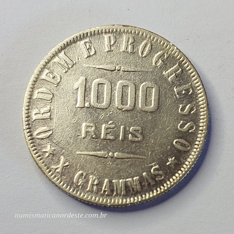 Moeda de 1.000 Réis do Brasil Ano 1909 Prata 0.900 - Réis da república (1889 - 1942)