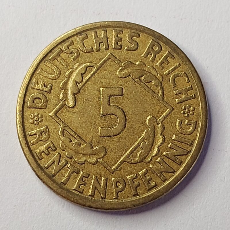 Moeda 5 Rentenpfennig 1924 - República de Weimar - Alemanha