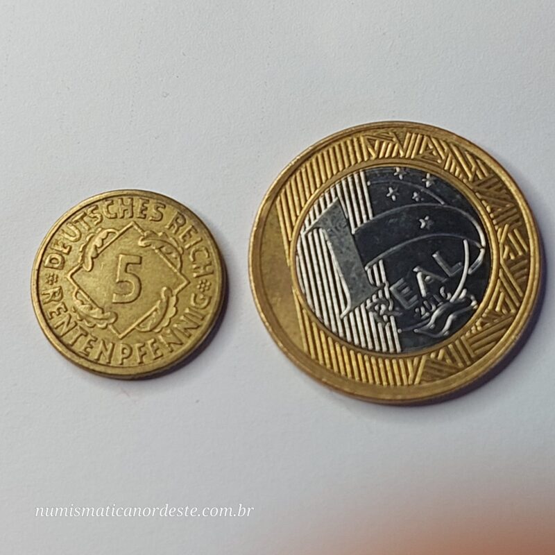 Moeda 5 Rentenpfennig 1924 - República de Weimar - Alemanha - Imagem 9