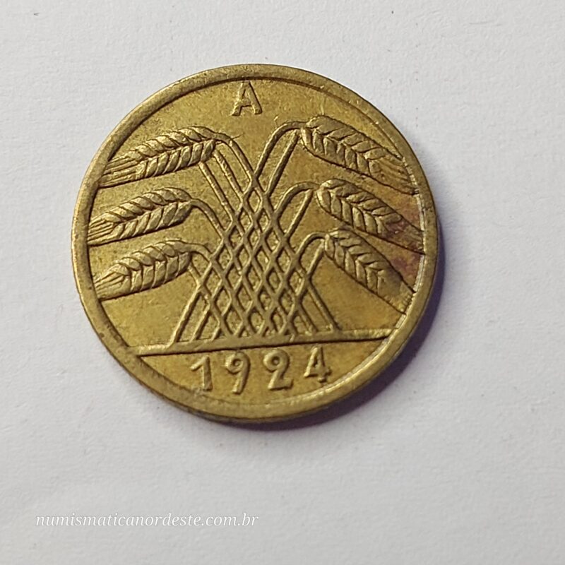 Moeda 5 Rentenpfennig 1924 - República de Weimar - Alemanha - Imagem 6