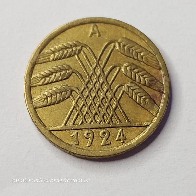 Moeda 5 Rentenpfennig 1924 - República de Weimar - Alemanha - Imagem 2