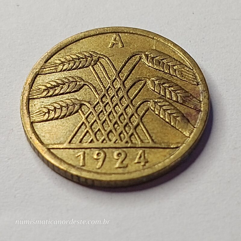 Moeda 5 Rentenpfennig 1924 - República de Weimar - Alemanha - Imagem 8