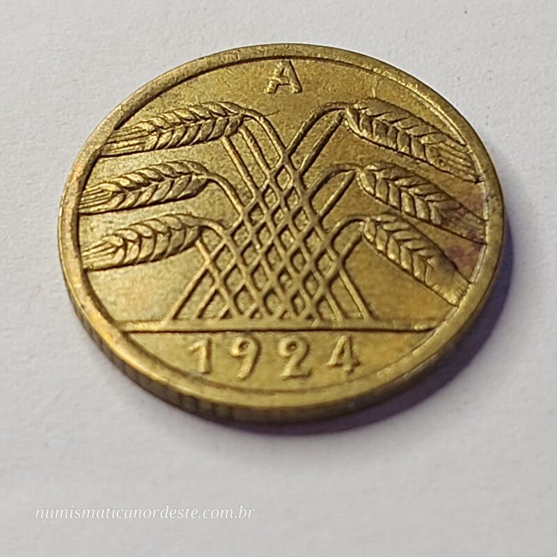 Moeda 5 Rentenpfennig 1924 - República de Weimar - Alemanha - Imagem 10