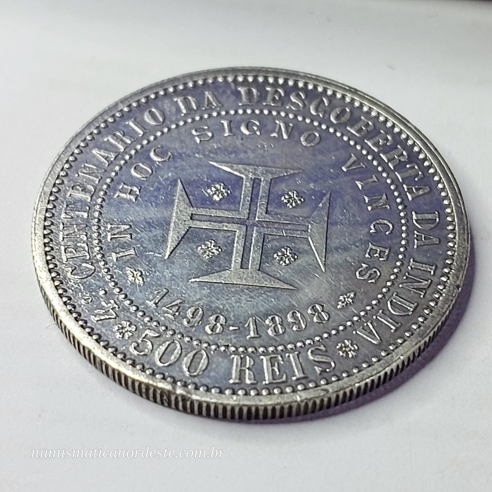Moeda de Portugal 500 Réis Ano 1898 - Comemorativa - Assunto: 400 Anos da Descoberta da Índia - Imagem 9