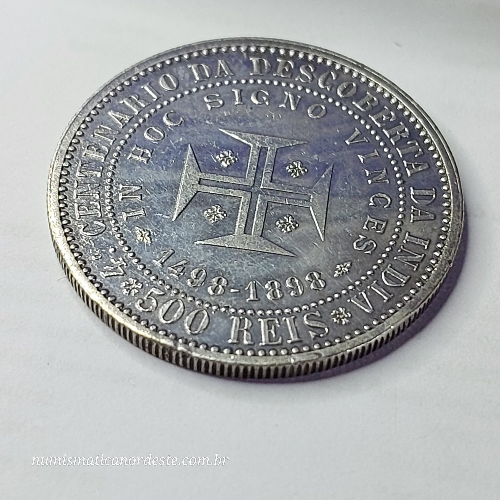Moeda de Portugal 500 Réis Ano 1898 - Comemorativa - Assunto: 400 Anos da Descoberta da Índia - Imagem 7
