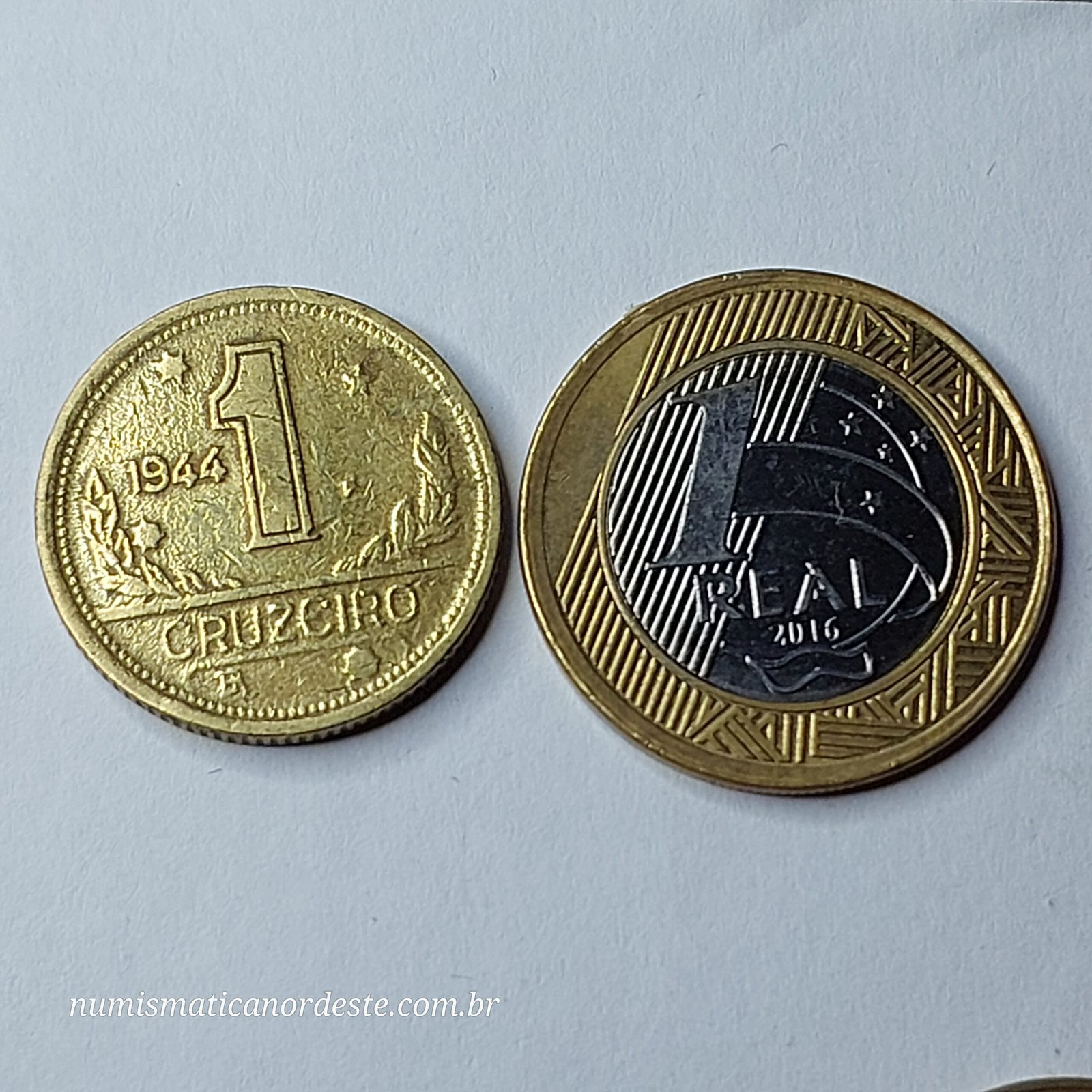 Moeda do Brasil de 1 Cruzeiro Ano 1944 (com sigla) - Mapa do Brasil - Imagem 6