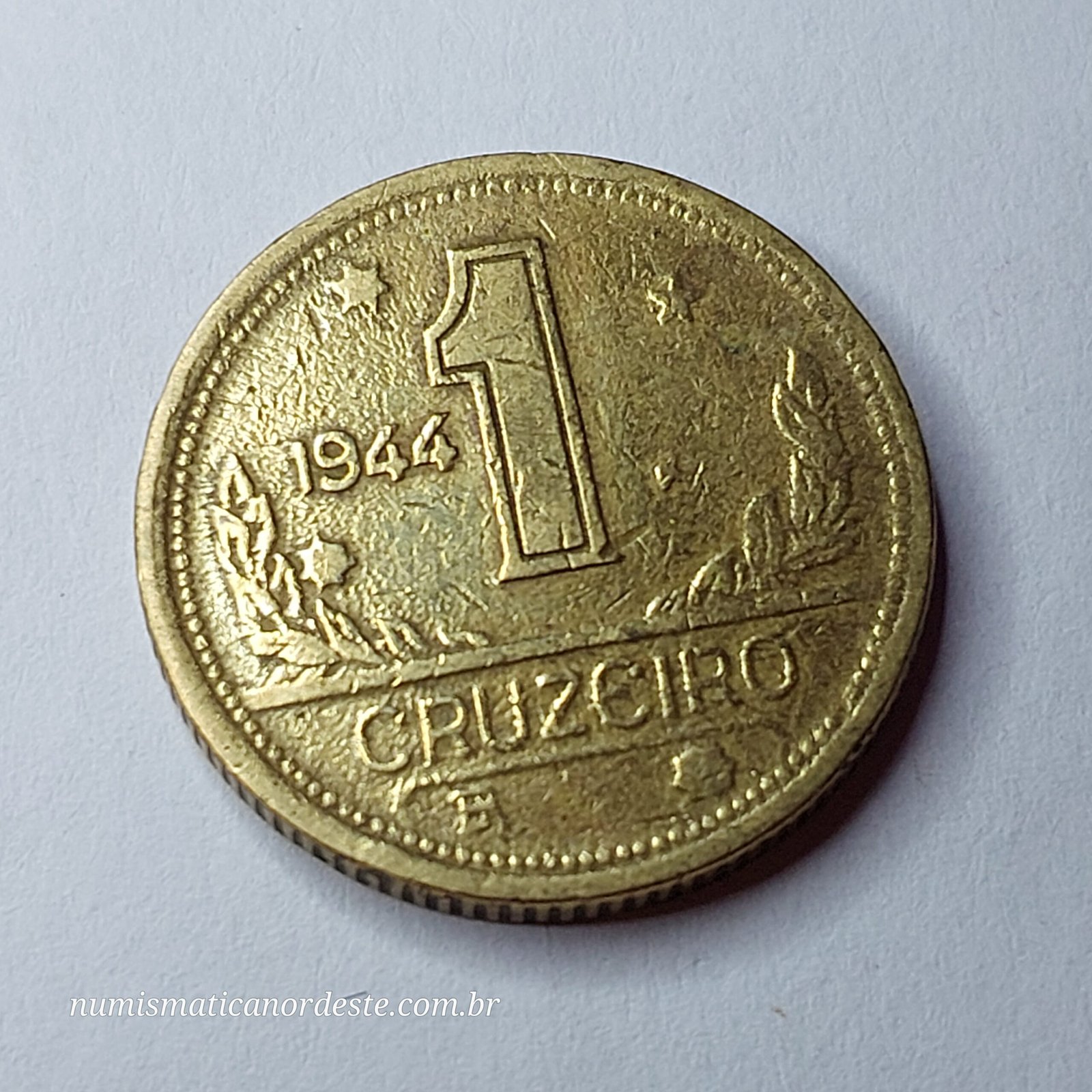 Moeda do Brasil de 1 Cruzeiro Ano 1944 (com sigla) - Mapa do Brasil - Imagem 7