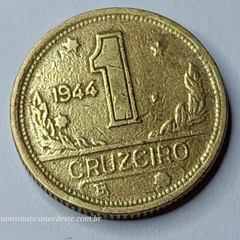 Moeda do Brasil de 1 Cruzeiro Ano 1944 (com sigla) - Mapa do Brasil