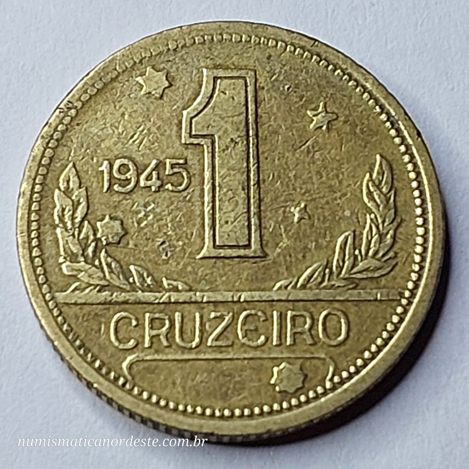 Moeda do Brasil de 1 Cruzeiro Ano 1945 (sem sigla) - Mapa do Brasil