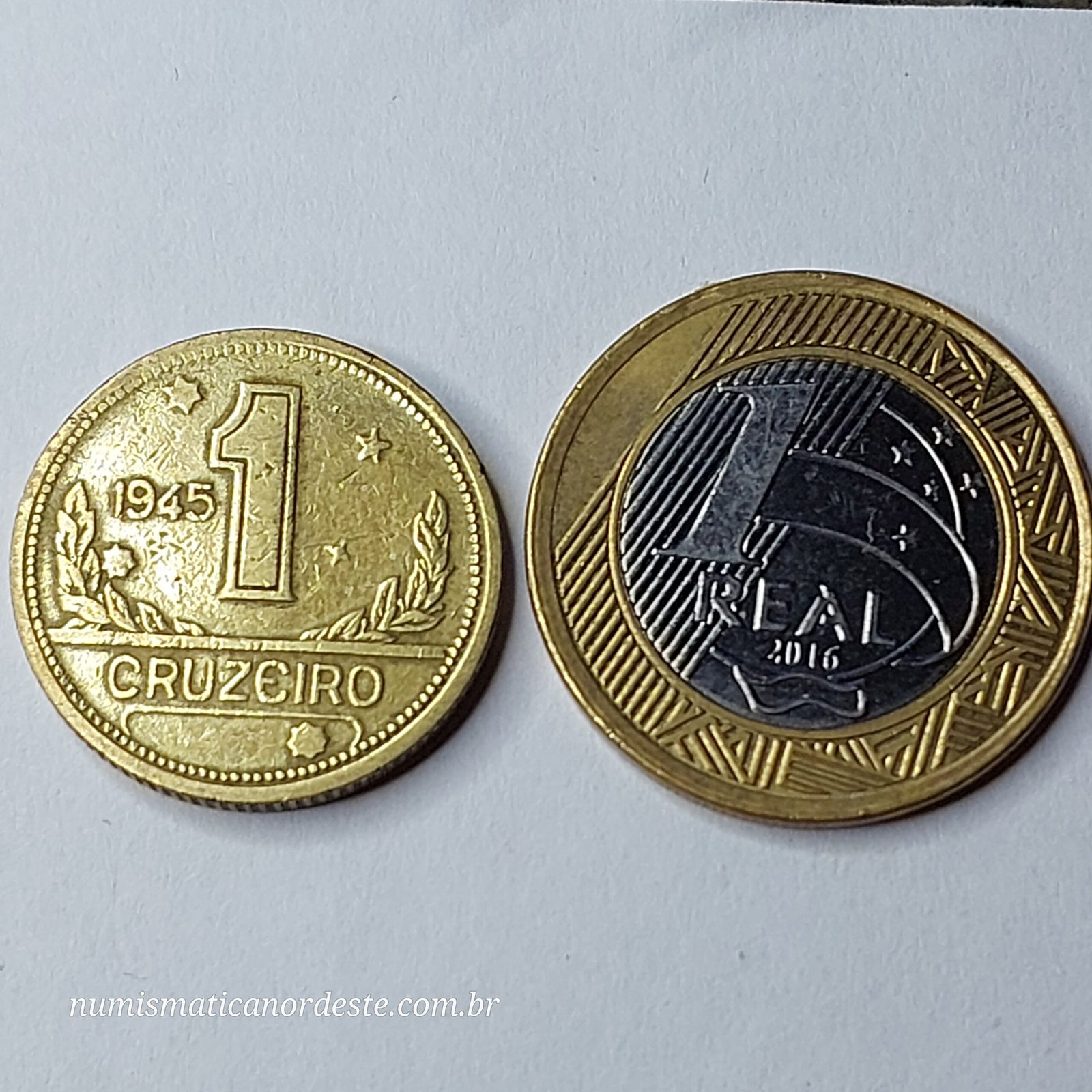 Moeda do Brasil de 1 Cruzeiro Ano 1945 (sem sigla) - Mapa do Brasil - Imagem 4