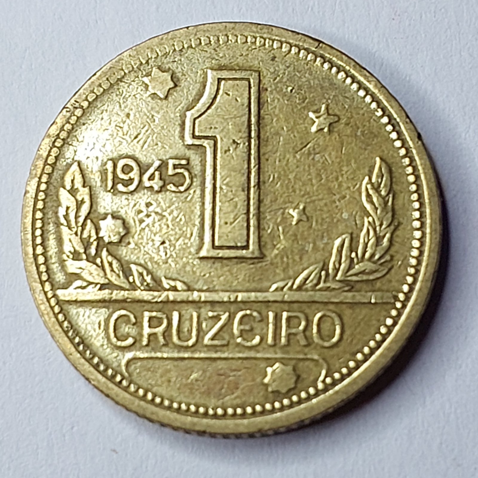 Moeda do Brasil de 1 Cruzeiro Ano 1945 (sem sigla) - Mapa do Brasil - Imagem 6