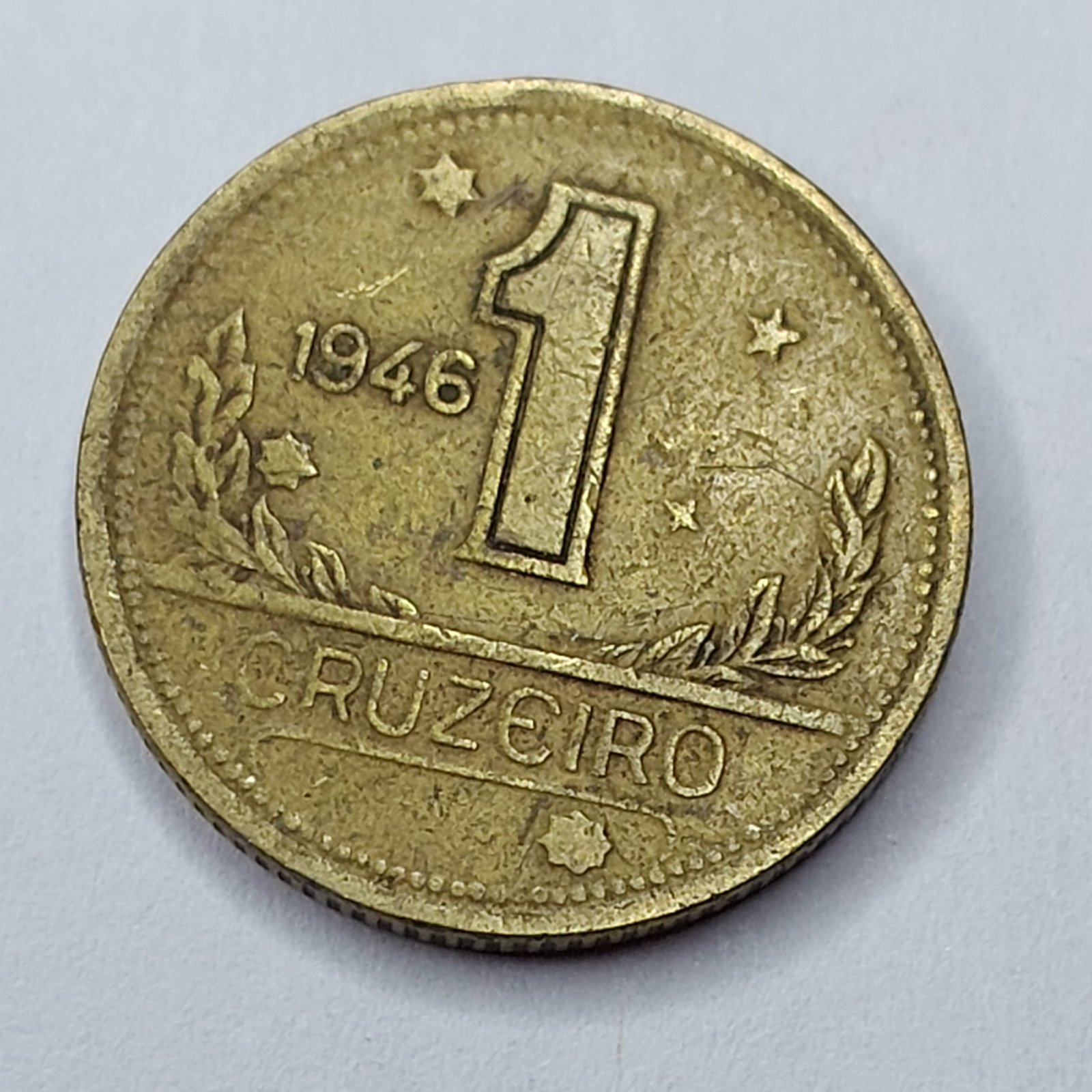 Moeda do Brasil de 1 Cruzeiro Ano 1946 - Mapa do Brasil - Imagem 3