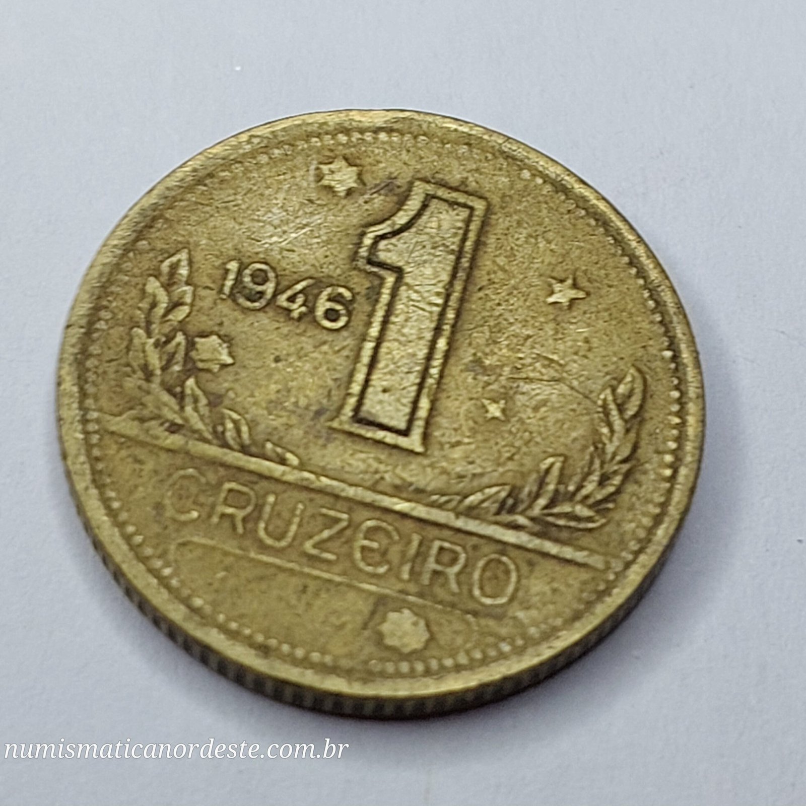 Moeda do Brasil de 1 Cruzeiro Ano 1946 - Mapa do Brasil - Imagem 5