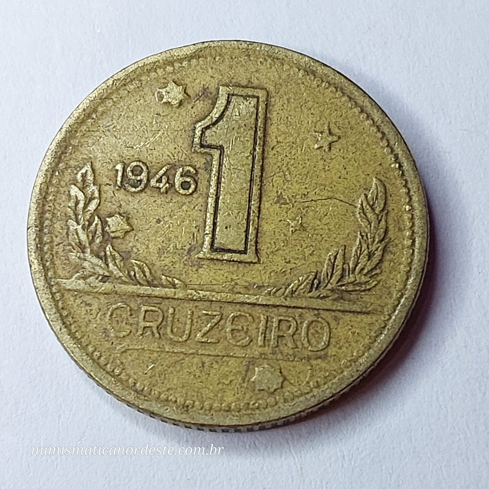 Moeda do Brasil de 1 Cruzeiro Ano 1946 - Mapa do Brasil - Imagem 7