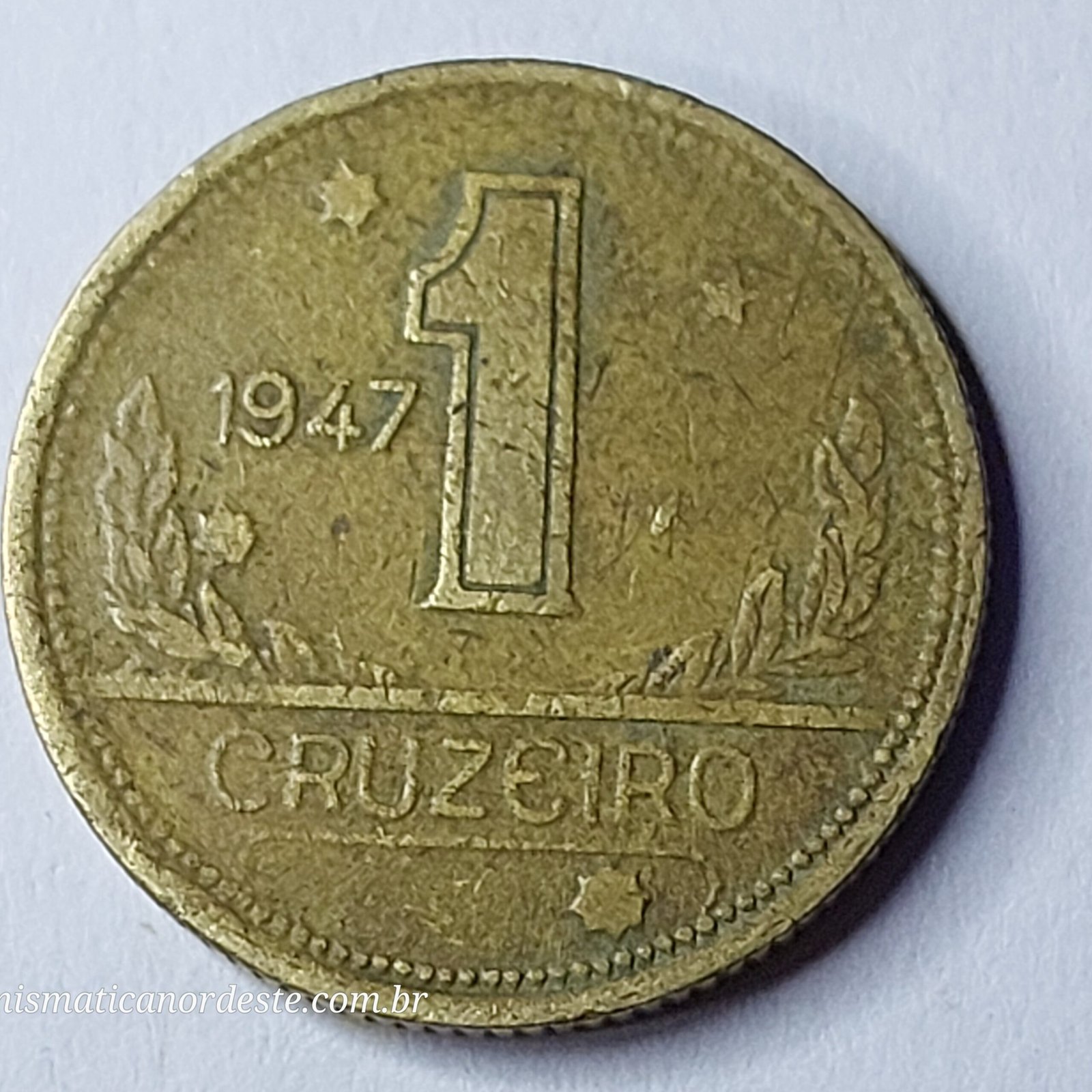 Moeda do Brasil de 1 Cruzeiro Ano 1947 - Mapa do Brasil - Imagem 3