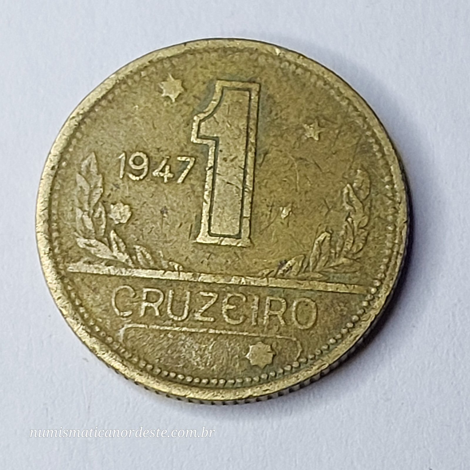 Moeda do Brasil de 1 Cruzeiro Ano 1947 - Mapa do Brasil - Imagem 5