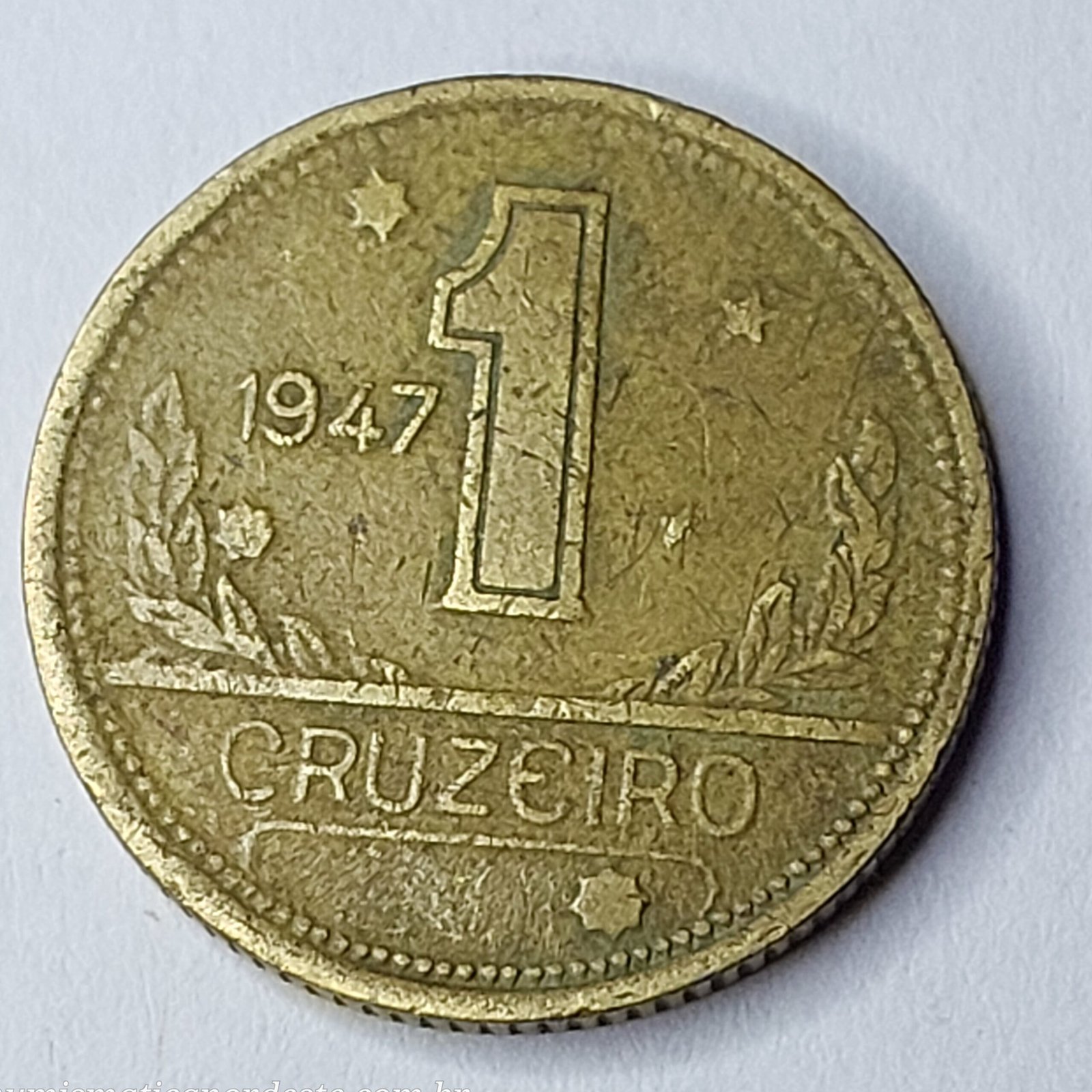 Moeda do Brasil de 1 Cruzeiro Ano 1947 - Mapa do Brasil